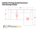 Primo International Savio 2 pc Sectional Sofa Bed - Slate