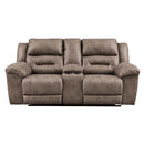  Signature Design by Ashley Stoneland Reclining Leather Look Loveseat with Console 3990594 IMAGE 1