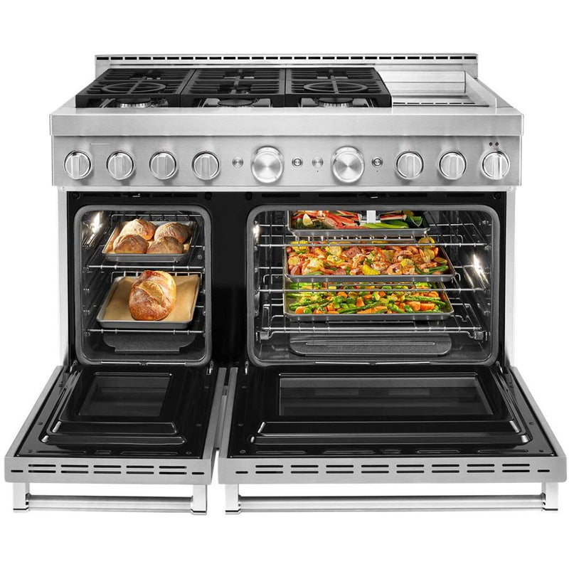 KitchenAid 48-inch Freestanding Gas Range with Even-Heat™ True Convection KFGC558JSS IMAGE 3