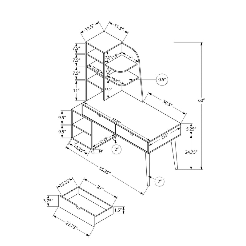 Monarch I 7096 Computer Desk with Bookcase - Espresso IMAGE 5