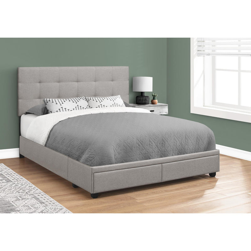 Monarch I 6020Q Queen Bed with Storage Drawer - Grey Linen IMAGE 3