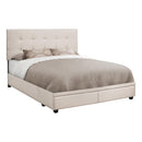 Monarch I 6021Q Queen Bed with Storage Drawer - Beige Linen IMAGE 1