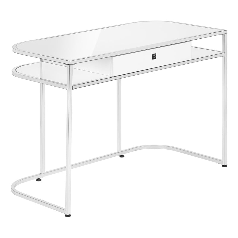 Monarch I 7520 Computer Desk - Glossy White/Chrome IMAGE 1