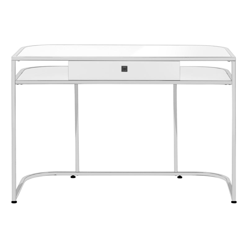Monarch I 7520 Computer Desk - Glossy White/Chrome IMAGE 2