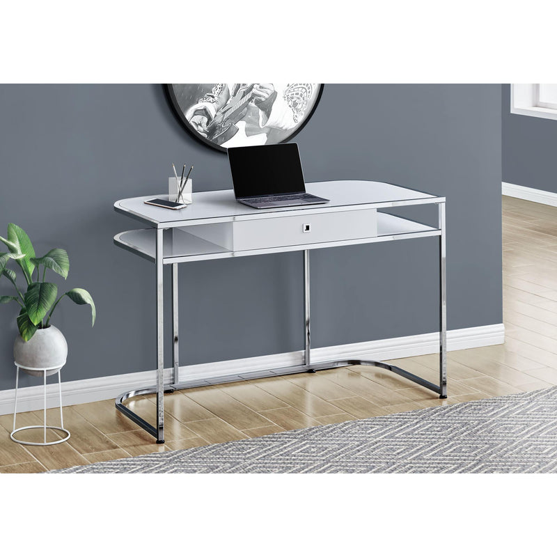 Monarch I 7520 Computer Desk - Glossy White/Chrome IMAGE 8