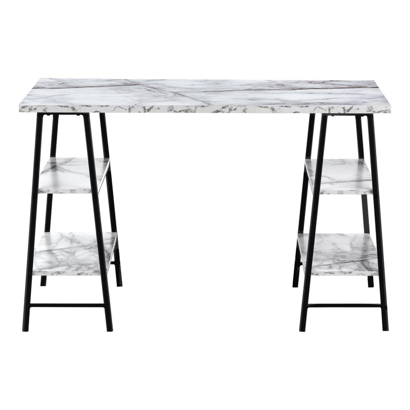Monarch I 7527 Computer Desk - White Marble-Look/Black IMAGE 2