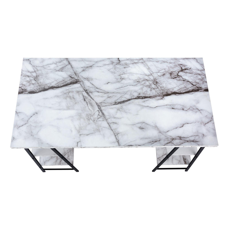 Monarch I 7527 Computer Desk - White Marble-Look/Black IMAGE 3