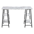 Monarch I 7527 Computer Desk - White Marble-Look/Black IMAGE 4