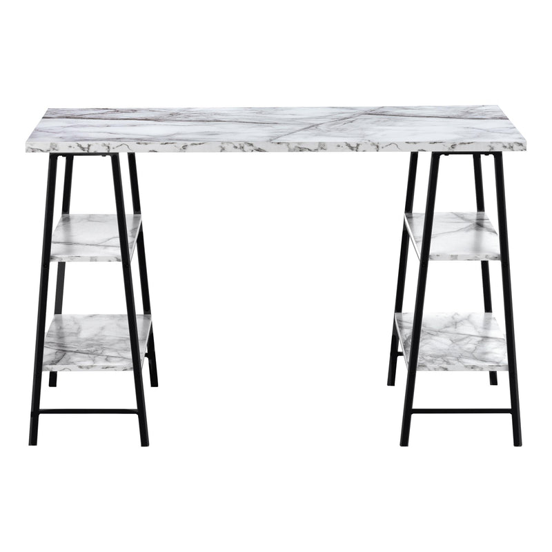Monarch I 7527 Computer Desk - White Marble-Look/Black IMAGE 4