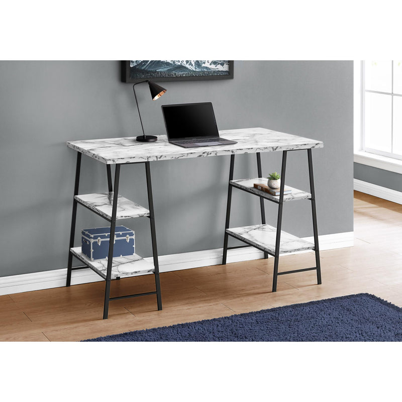 Monarch I 7527 Computer Desk - White Marble-Look/Black IMAGE 8