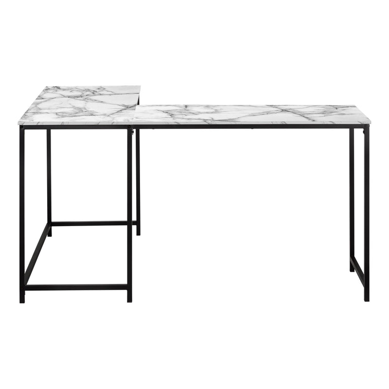 Monarch I 7393 58" Computer Desk - White Marble/Black IMAGE 2
