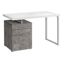 Monarch I 7648 Computer Desk - White/Concrete/Silver IMAGE 1