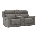  Signature Design by Ashley Next-Gen DuraPella 5930118 Power Reclining Loveseat with Console and Adjustable Headrest IMAGE 1