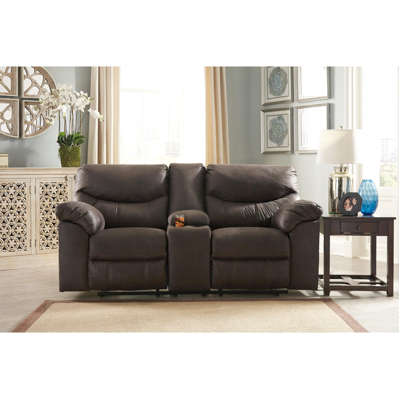 Signature Design by Ashley Boxberg Reclining Leather Look Loveseat with Console 3380394C IMAGE 3