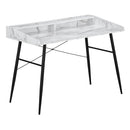 Monarch I 7539 Computer Desk - White Marble-Look/Black IMAGE 1