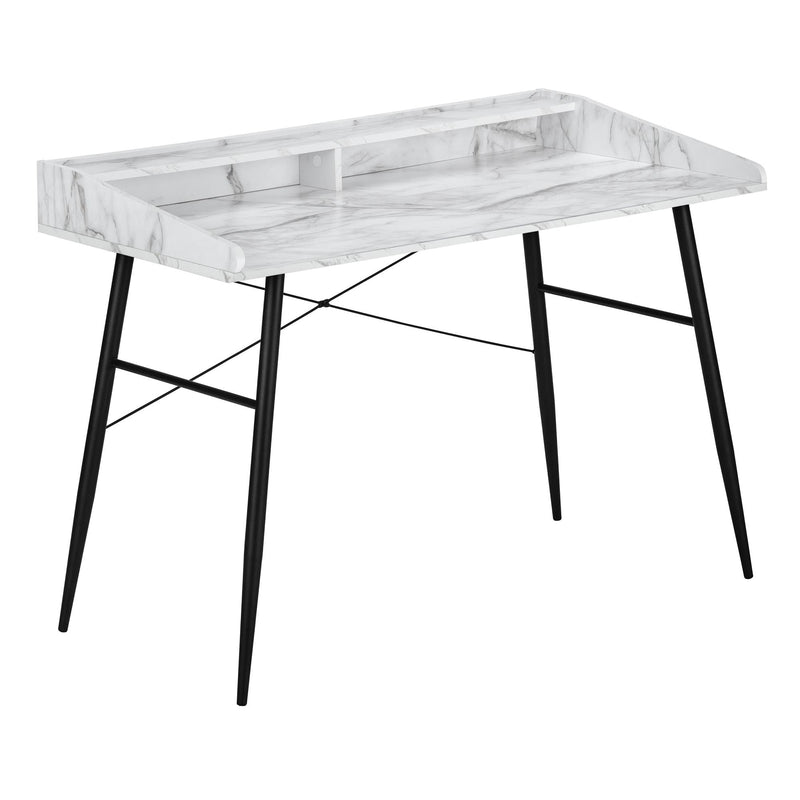 Monarch I 7539 Computer Desk - White Marble-Look/Black IMAGE 1