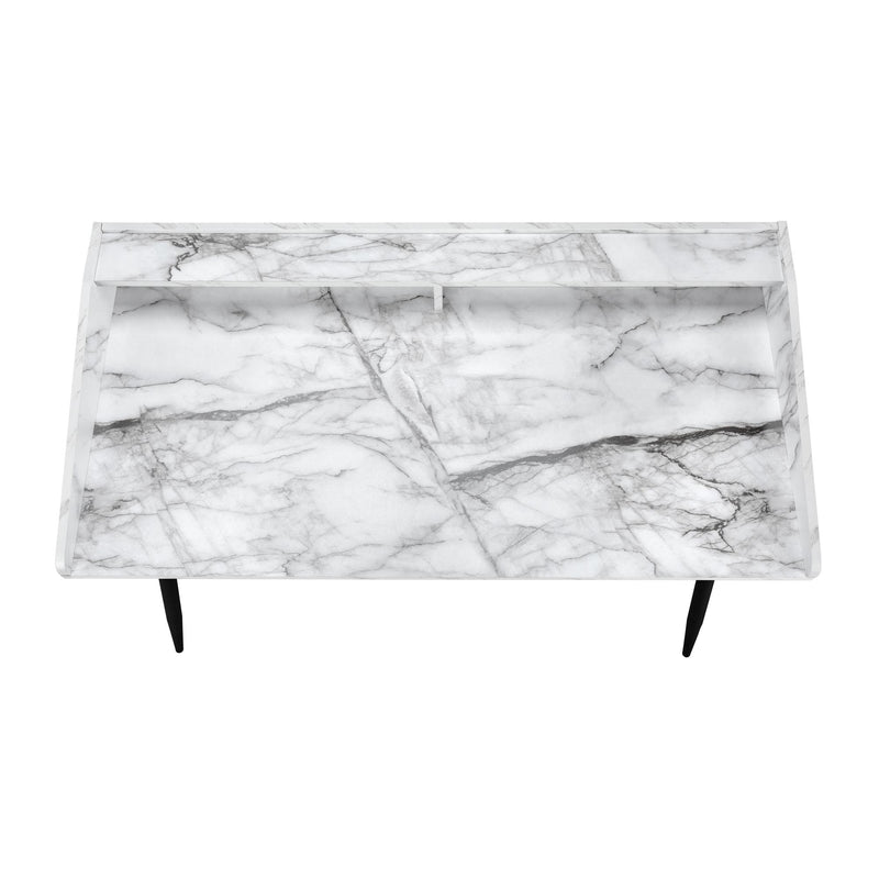 Monarch I 7539 Computer Desk - White Marble-Look/Black IMAGE 3