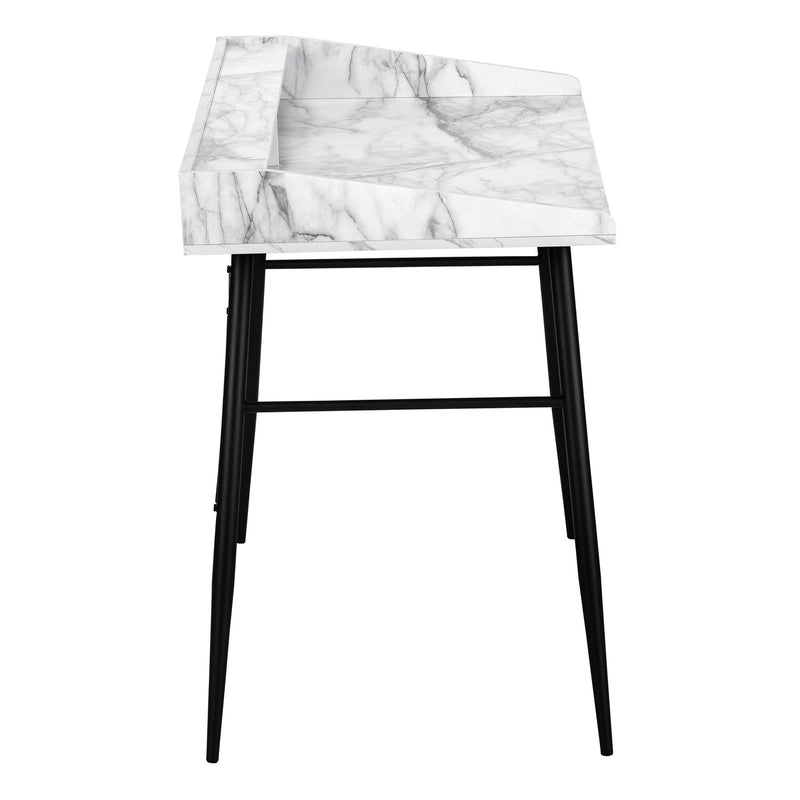 Monarch I 7539 Computer Desk - White Marble-Look/Black IMAGE 4