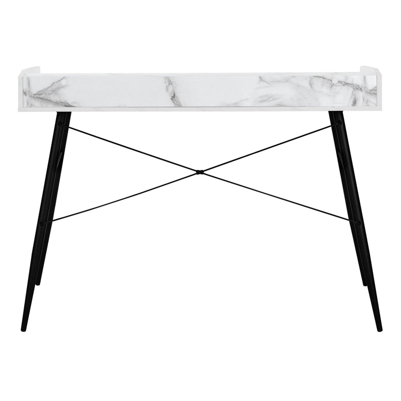 Monarch I 7539 Computer Desk - White Marble-Look/Black IMAGE 5