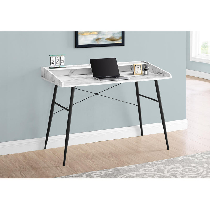 Monarch I 7539 Computer Desk - White Marble-Look/Black IMAGE 8