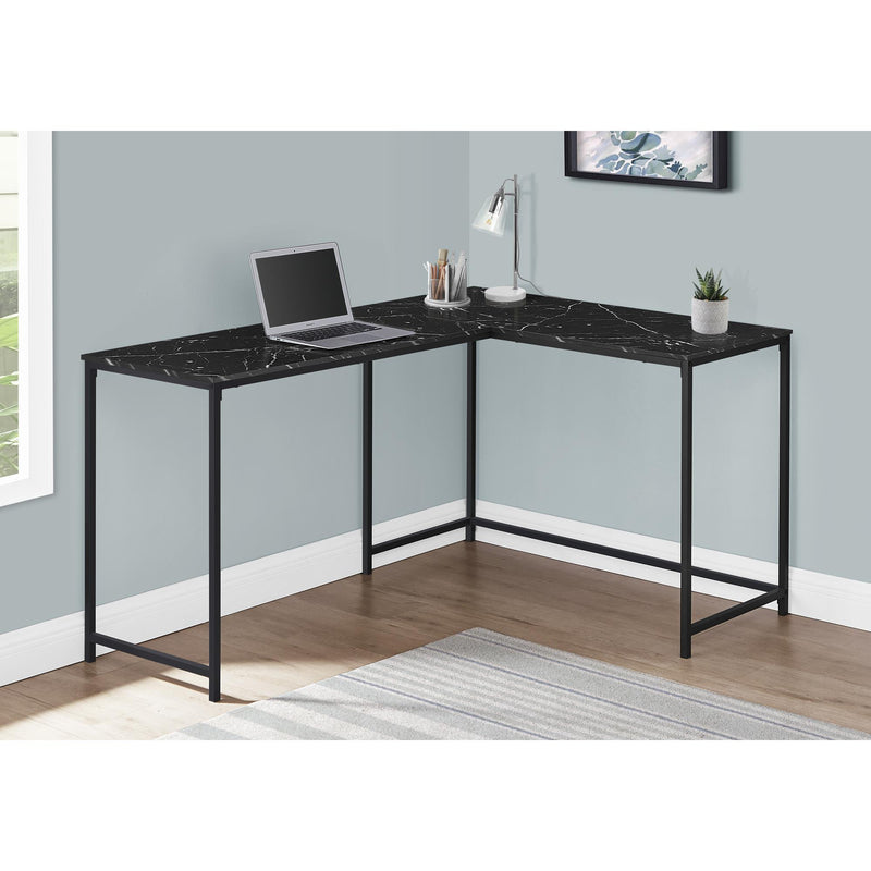 Monarch I 7396 Computer Desk - Black Marble/Black Metal IMAGE 2