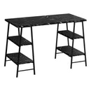 Monarch I 7528 Computer Desk - Black Marble-Look/Black Metal IMAGE 1