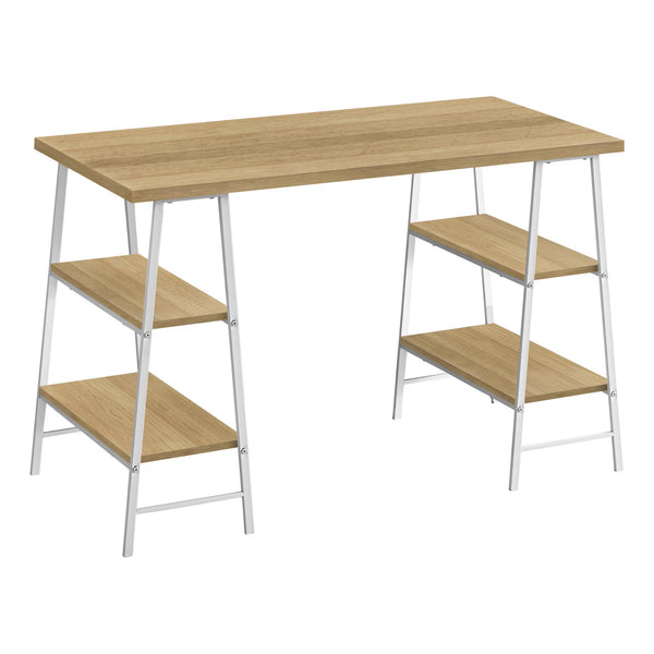 Monarch I 7529 Computer Desk - Natural/White Metal IMAGE 1