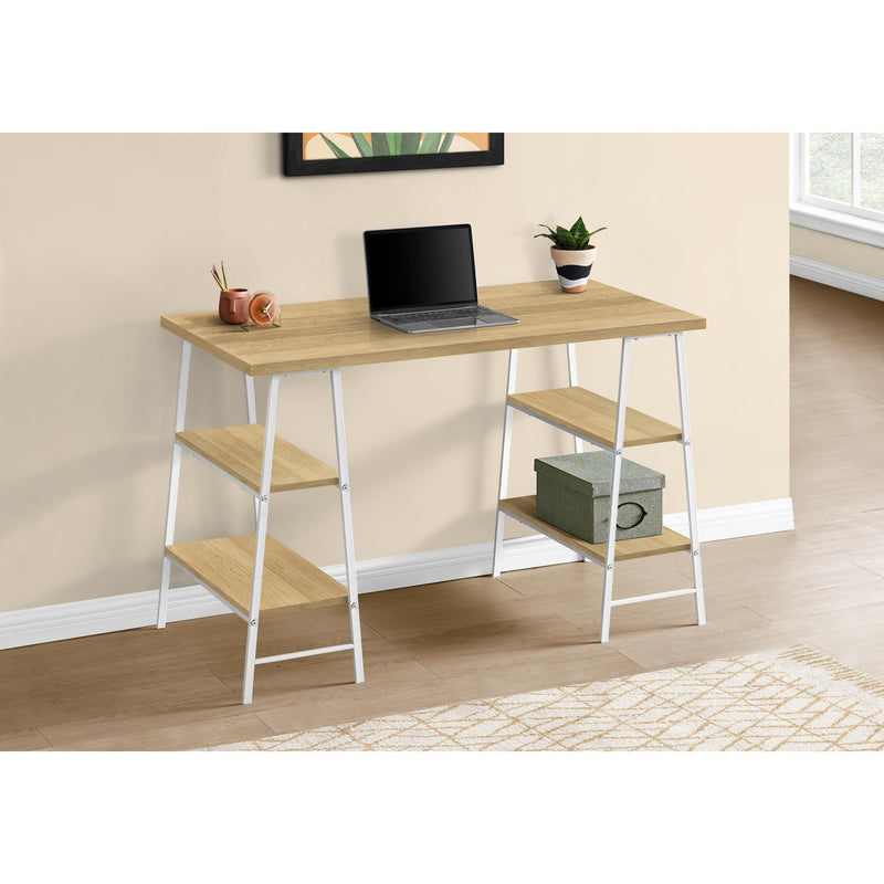 Monarch I 7529 Computer Desk - Natural/White Metal IMAGE 2