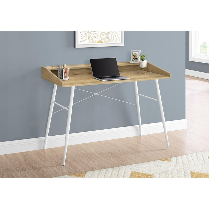 Monarch I 7534 Computer Desk - Natural/White Metal IMAGE 2