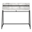 Monarch I 7549 Computer Desk - White Marble-Look/Black Metal IMAGE 2