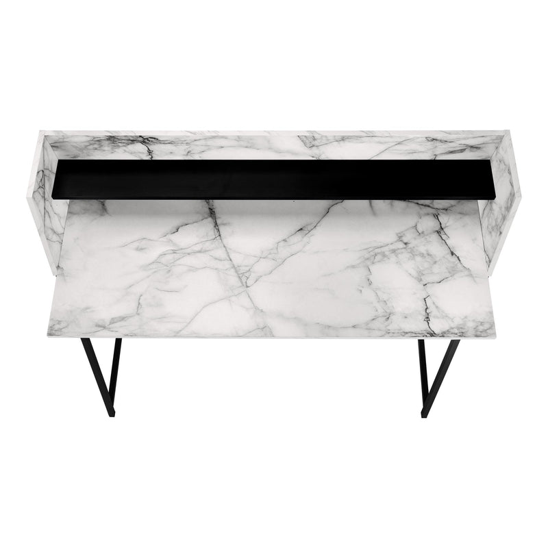 Monarch I 7549 Computer Desk - White Marble-Look/Black Metal IMAGE 5