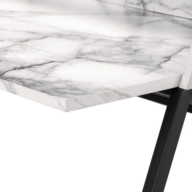 Monarch I 7549 Computer Desk - White Marble-Look/Black Metal IMAGE 6