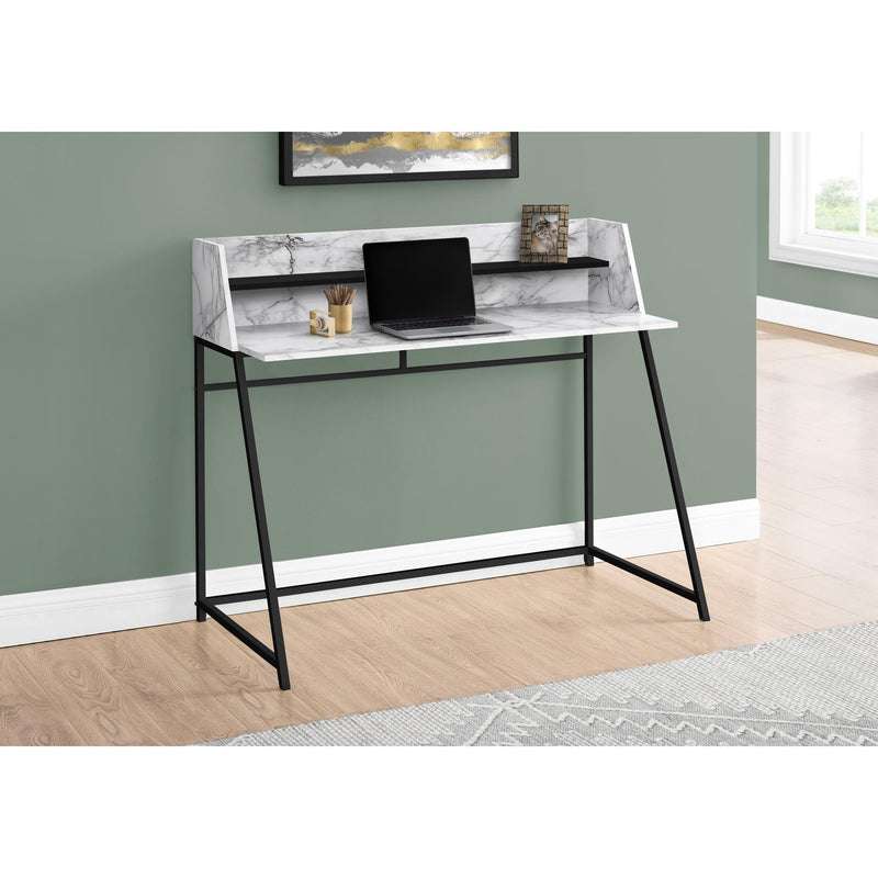 Monarch I 7549 Computer Desk - White Marble-Look/Black Metal IMAGE 8
