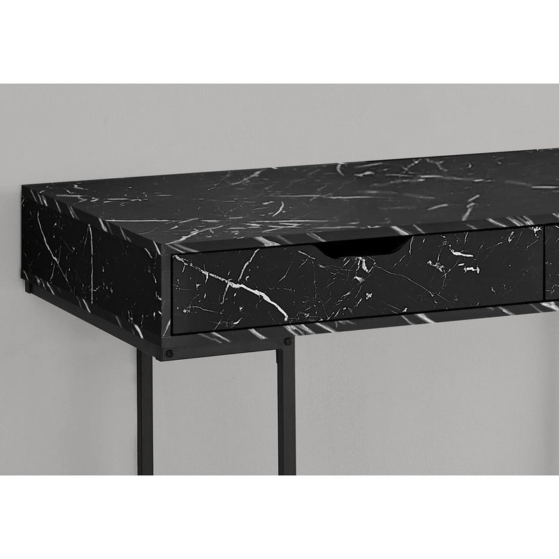 Monarch I 7552 Computer Desk - Black Marble-Look/Black Metal IMAGE 3