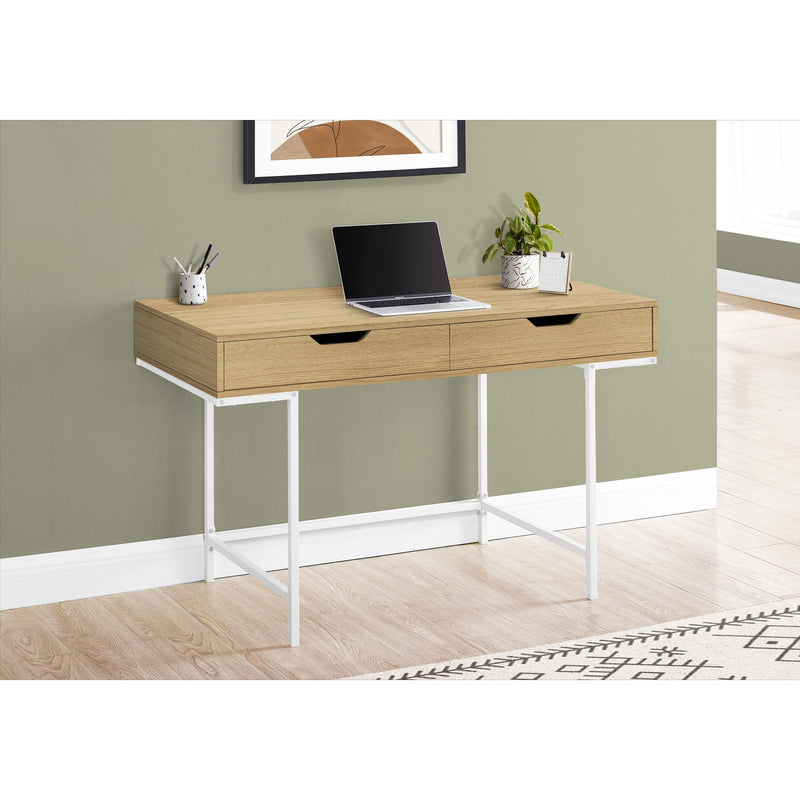 Monarch I 7569 Computer Desk - Natural/White Metal IMAGE 2