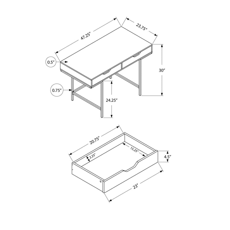 Monarch I 7569 Computer Desk - Natural/White Metal IMAGE 5