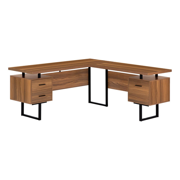 Monarch I 7610 Computer Desk - Walnut/Black Metal IMAGE 1