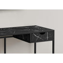 Monarch I 7572 Computer Desk - Black Marble-Look/Black Metal IMAGE 3