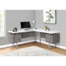 Monarch I 7618 Computer Desk - White/Concrete-Look/Silver Metal IMAGE 2