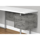 Monarch I 7618 Computer Desk - White/Concrete-Look/Silver Metal IMAGE 3