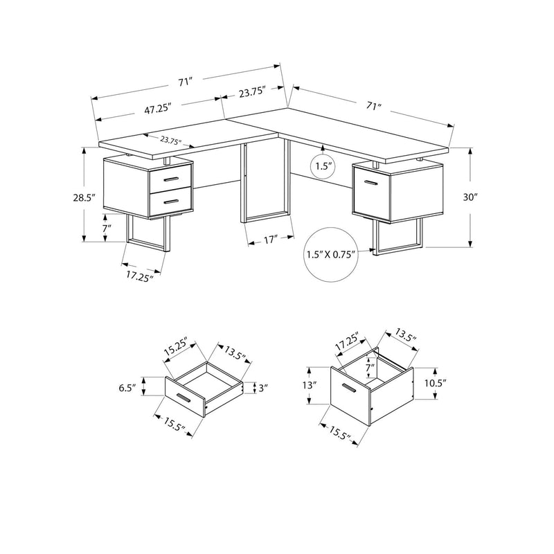 Monarch I 7618 Computer Desk - White/Concrete-Look/Silver Metal IMAGE 5
