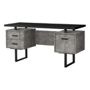 Monarch I 7632 Computer Desk - Black/Grey Concrete/Silver Metal IMAGE 1