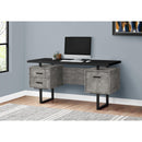 Monarch I 7632 Computer Desk - Black/Grey Concrete/Silver Metal IMAGE 2
