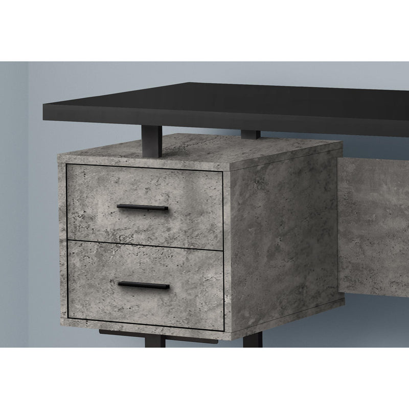 Monarch I 7632 Computer Desk - Black/Grey Concrete/Silver Metal IMAGE 3