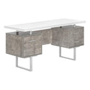 Monarch I 7633 Computer Desk - White/Grey Concrete/Silver Metal IMAGE 1