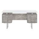 Monarch I 7633 Computer Desk - White/Grey Concrete/Silver Metal IMAGE 2