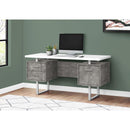 Monarch I 7633 Computer Desk - White/Grey Concrete/Silver Metal IMAGE 9