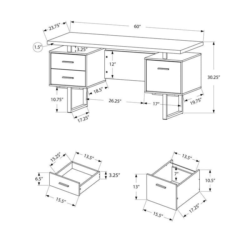 Monarch I 7634 Computer Desk - Black/Silver Metal IMAGE 5