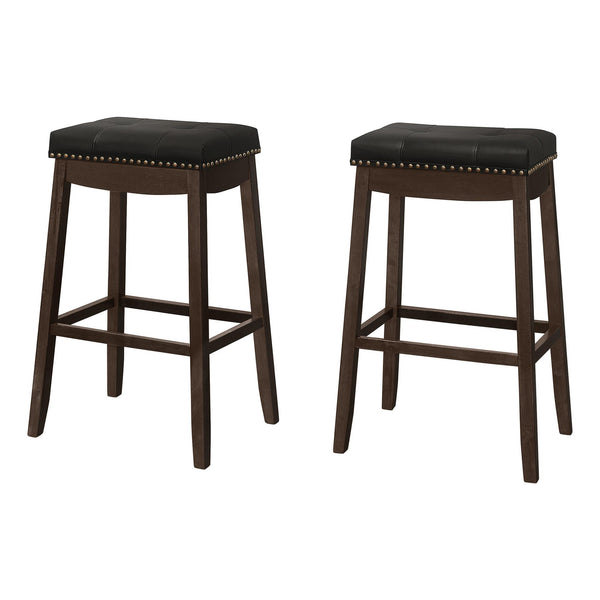 Monarch I 1260 Bar Stool - Black Leather-Look/Espresso IMAGE 1
