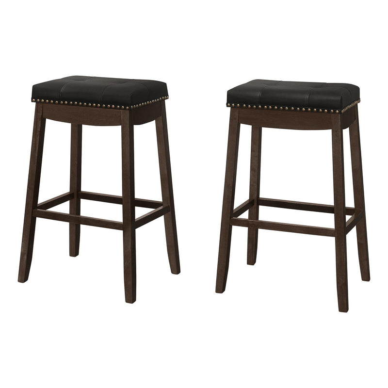 Monarch I 1260 Bar Stool - Black Leather-Look/Espresso IMAGE 1
